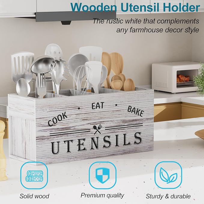 ZUJJAFY Utensil Holder for Kitchen Counter, Large Kitchen Utensil Holder for - Image 3