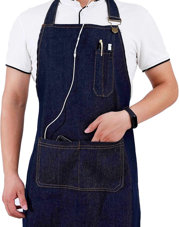 Tosewever Canvas Cross Back Chef Cotton Aprons - Image 4