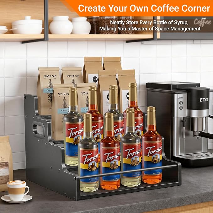 YQBRAO 4-Tier Liquor Bottle Display Shelf, Coffee Syrup Rack Organizer - Image 7