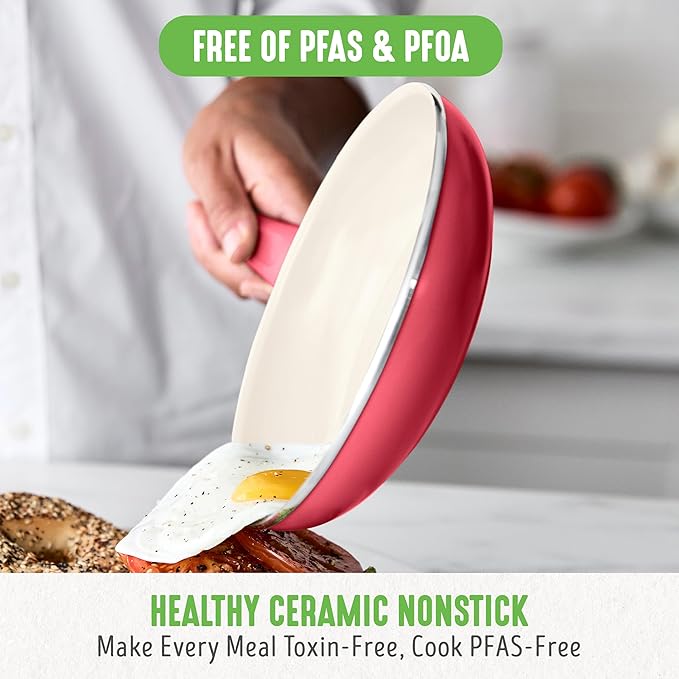 GreenLife 16 Piece Nonstick Cookware Set, Soft Grip Non-Toxic PFAS-Free Ceramic - Image 2