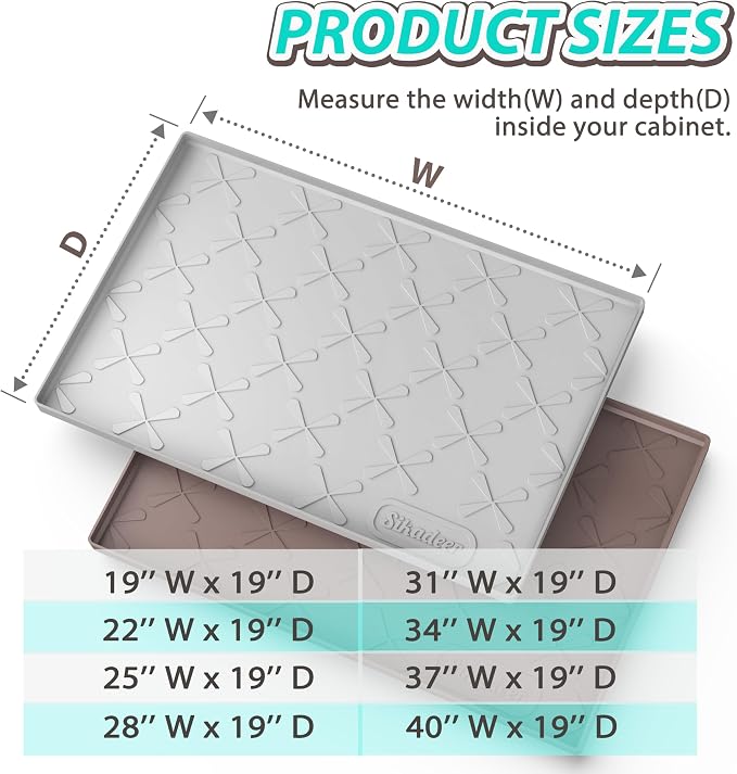 SIKADEER 25" x 19" Under Sink Mat Waterproof, Silicone Mat Kitchen Drawer Shelf - Image 8