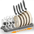Adjustable Pot Lid Organizer Rack, 9 Compartments Cabinet Storage Holder by Hemisol