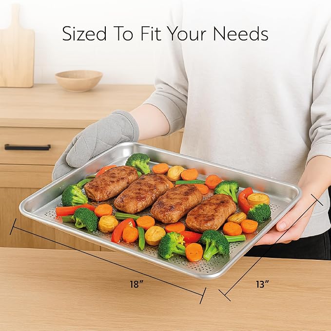 Restaurantware 1 Perforated Bakery Sheet Pan, 18 x 13 Inch Industrial Baking - Image 2