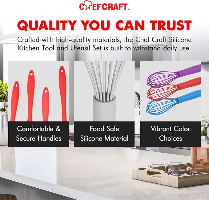 Chef Craft Premium Silicone Wire Cooking Whisk, 10.5 inch - Image 6