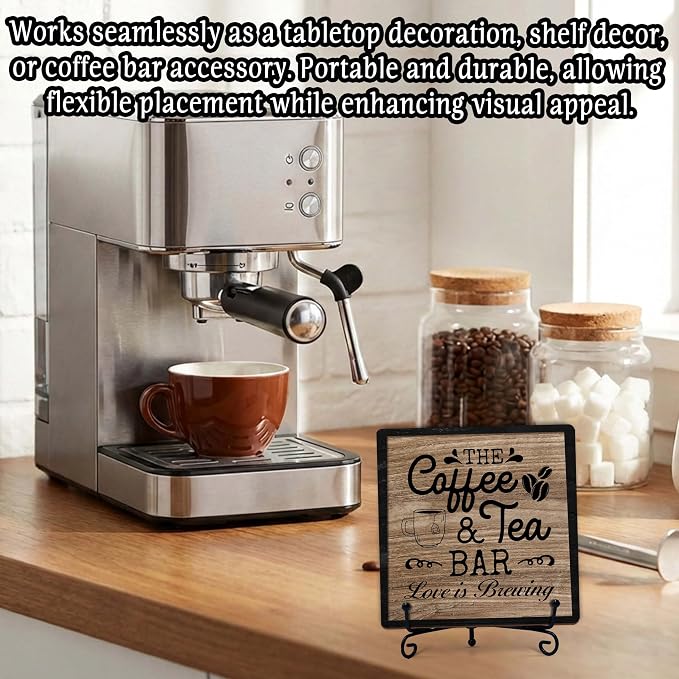 Coffee Bar Sign, Love is Brewing Farmhouse Tabletop Decor, Coffee and Tea Lover - Image 4