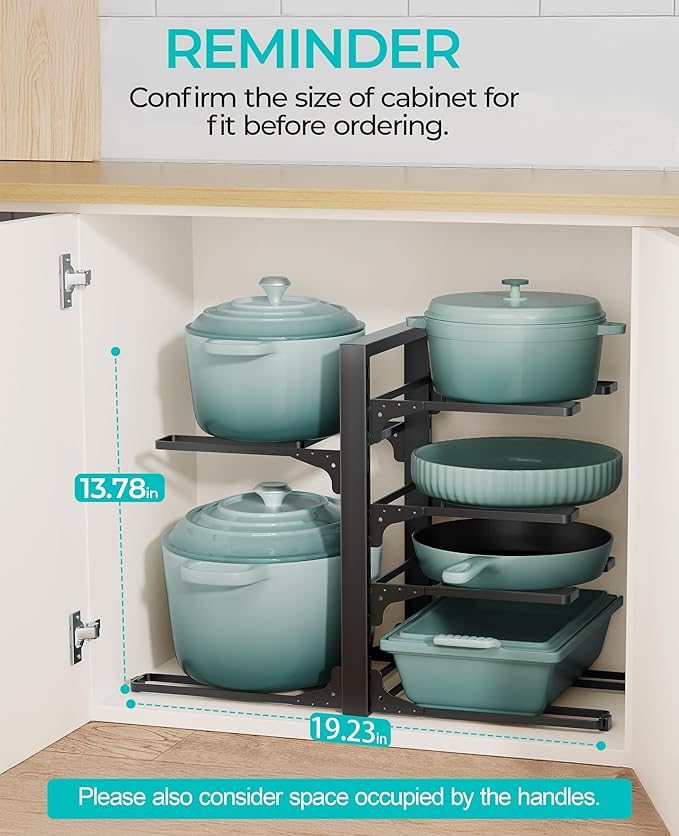 ORDORA 6-Tier Pots and Pans Organizer under Cabinet, Kitchen Cabinet Organizers - Image 2