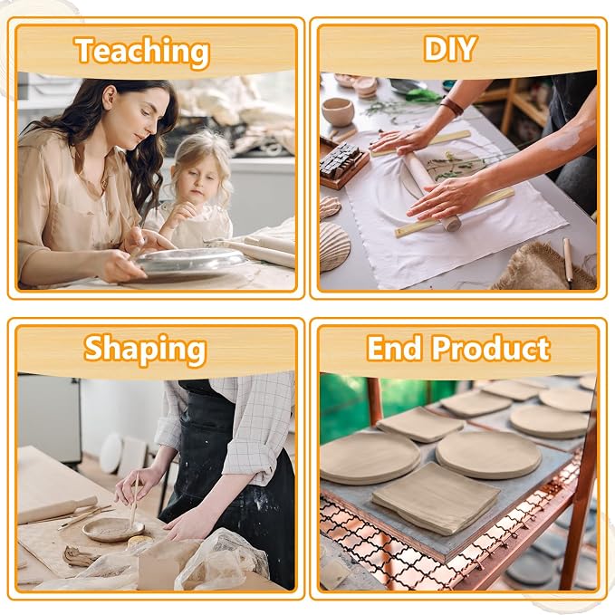 Sasylvia 20 Pcs Pottery Rolling Pin Guides Wood Teaching Rolling Mud Stick - Image 6
