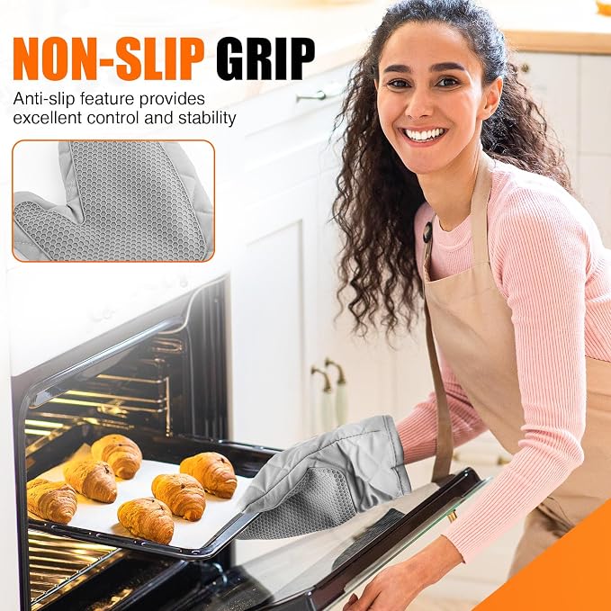 Silicone Oven Mitts, Heat Resistant 2PCS Oven Mitts - Image 5