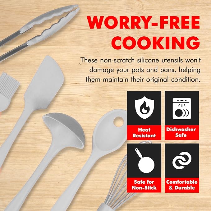 Chef Craft - Premium Silicone Kitchen Tools and Utensils Set, Non-Scratch - Image 3
