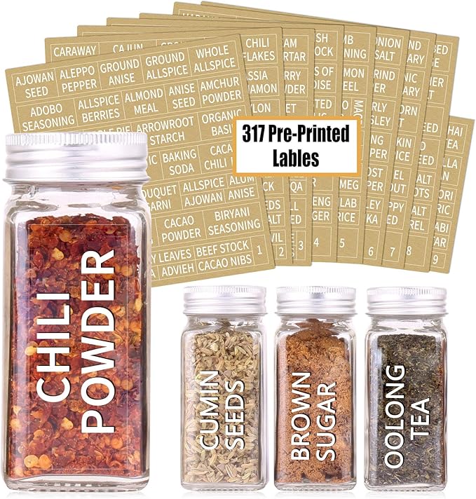 SWOMMOLY 48 Glass Spice Jars - Image 2