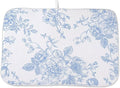 Baby Blue Chinoiserie Floral Dish Drying Mat 18 x 24 inch Vintage Flower by AEIOAE