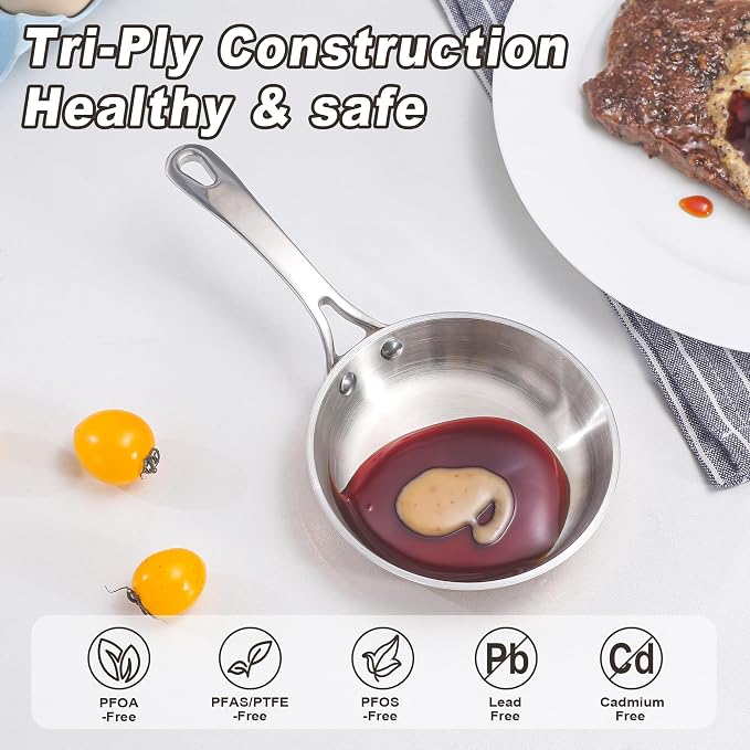 Mini Sauce Pan, Tri-Ply Stainless Steel Pot - Image 3