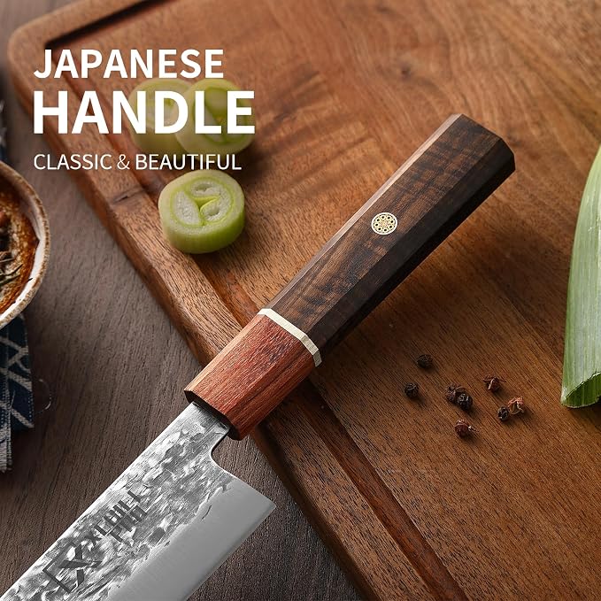 Japan Knife Set, High Carbon Steel Japan Nakiri Santoku Knife Set, Hand Forged - Image 3