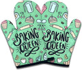 2 Pack Funny Baking Oven Mitts for Women, Baking Queen, Heat Resistant Silicone by Unknown