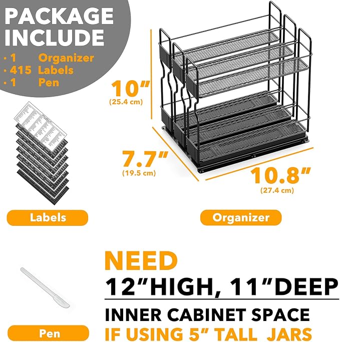SpaceAid Pull Out Spice Rack Organizer, Heavy Duty Slide Out Seasoning Kitchen - Image 6