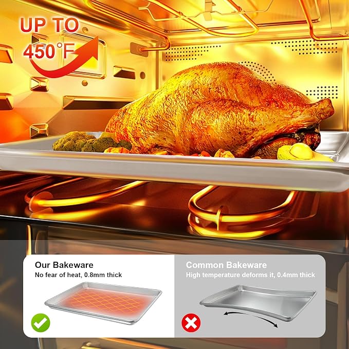 Half Sheet Pans with Rack Set, 18 Inch Commercial Quality Baking Sheet Pan Set - Image 6