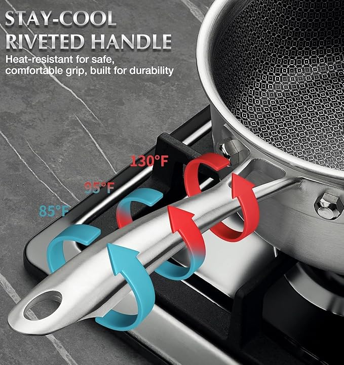 KOCH SYSTEME CS Hybrid Nonstick Stainless Steel Sauce Pan 3QT, Tri-ply - Image 5
