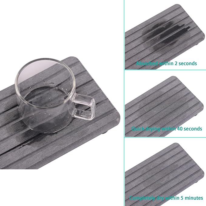 NiuYichee 2 PCS Water Absorbent diatomite Coasters, 12.2" x 4" Water Absorbing - Image 5