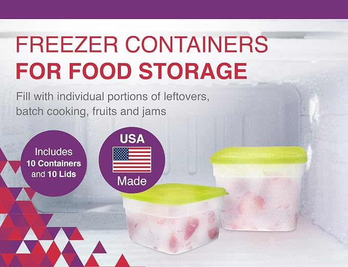Arrow Reusable Plastic Storage Container Set, 10 Pack, 1 Pint/16 Ounce Each – - Image 2