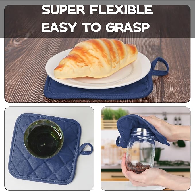 Oven Mitts and Pot Holders Set, Heat Resistant Silicone Kitchen Mini Oven - Image 6