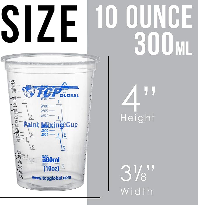 TCP Global 10 oz. Graduated Plastic Mixing Cups - Image 3