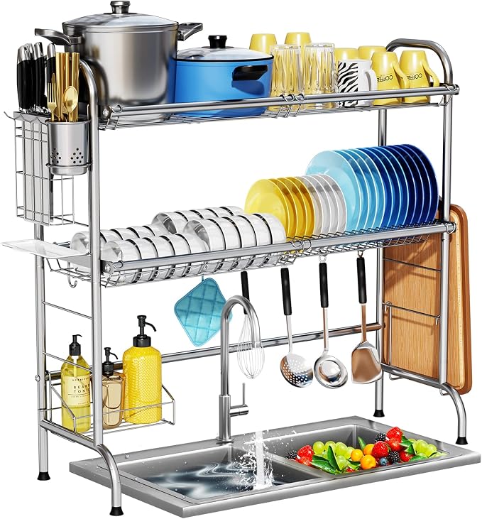 HOWDIA Stainless Steel 2-Tier Over The Sink Dish Drying Rack by HOWDIA