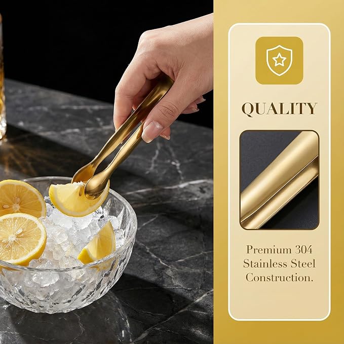 6 PCS Gold Sugar Tongs Set – 304 Stainless Steel Mini Tongs - Image 4