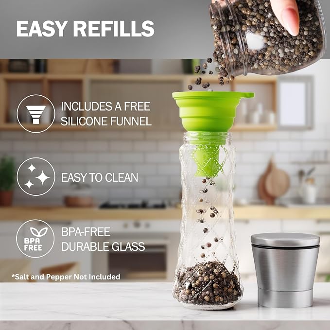Home EC Original Stainless Steel Sea Salt and Pepper Grinder Set of 2 - Image 4
