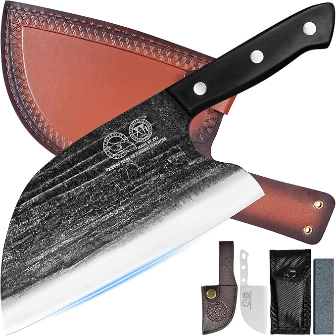 Full Tang, Serbian Chefs knife, Chef Meat Cleaver, Kitchen Knives, Set by XYJ