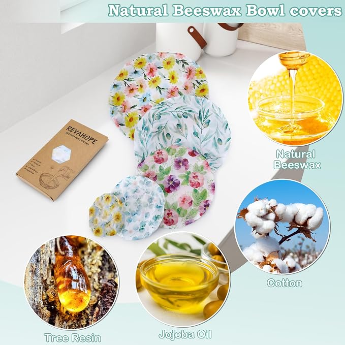 5-Size Reusable Beeswax Bowl Covers - Image 3