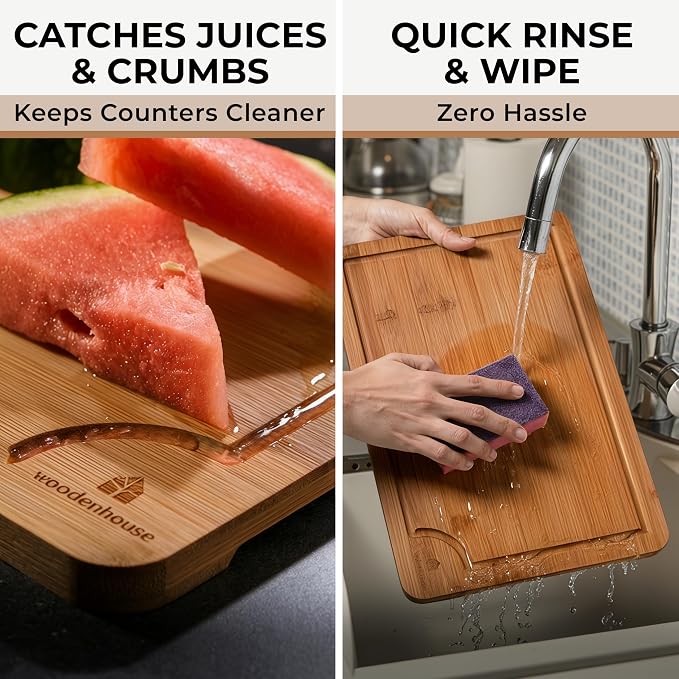Set of 3 Bamboo Cutting Boards for Kitchen - Image 6