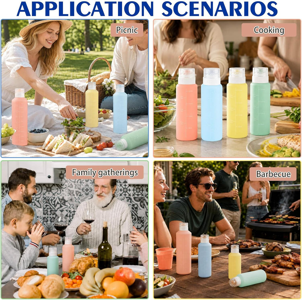 4Pcs Condiment Squeeze Bottles, 12 oz Silicone Squeeze Bottles For