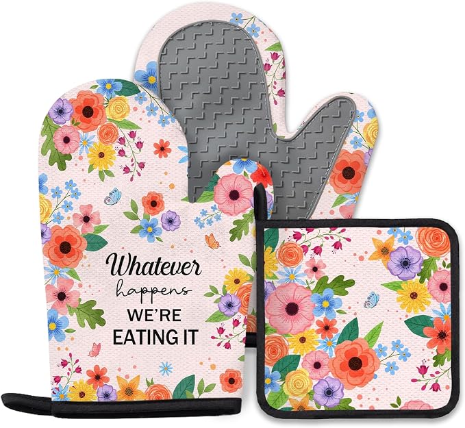 Funny Oven Mitts & Pot Holder Set, Heat Resistant Silicone Oven Mitts, Humorous by Unknown