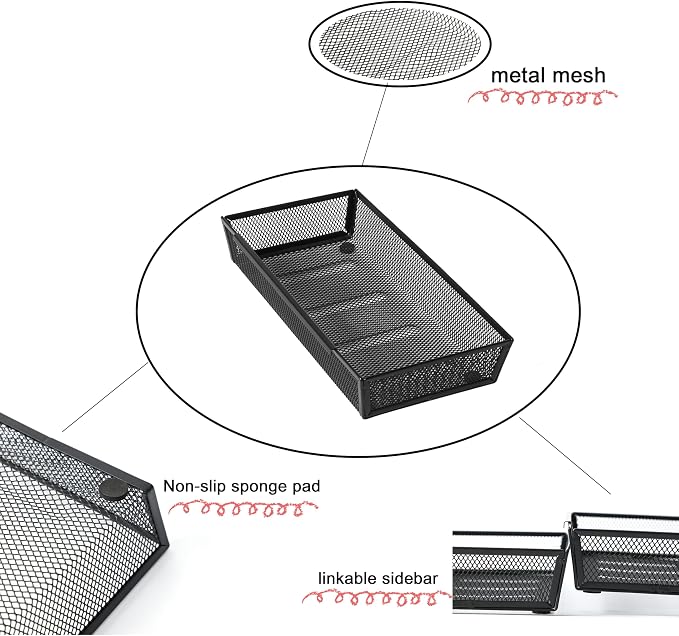Mesh Tray Silverware Drawer Organizer, Utensil Cutlery Tray Office Supplies - Image 6