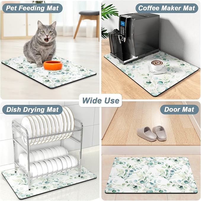 Rnivvi Coffee Mat, Hide Stain Rubber Backed Absorbent Dish Drying Pad - Image 7