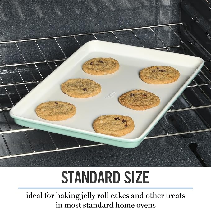 Martha Stewart Gallen 15 x 10 Inch Nonstick Carbon Steel Cookie Sheet – Teal - Image 6