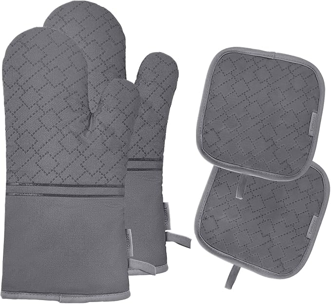 4Pcs Oven Mitts and Pot Holders Set, 572F Heat Resistant Oven Glove, Soft by Tormays
