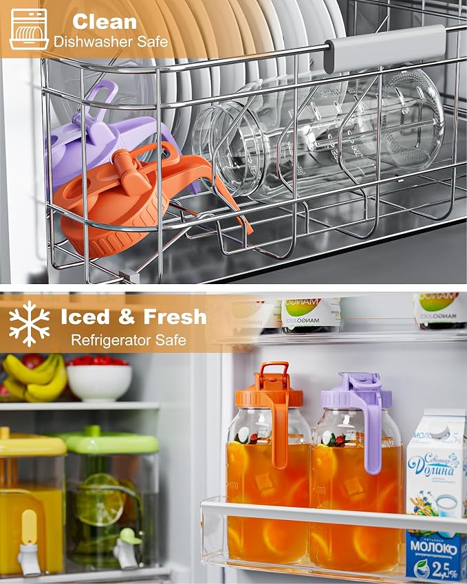 2 Pack Mason Jar Pitcher – Airtight & Leakproof Glass Pitcher - Image 5