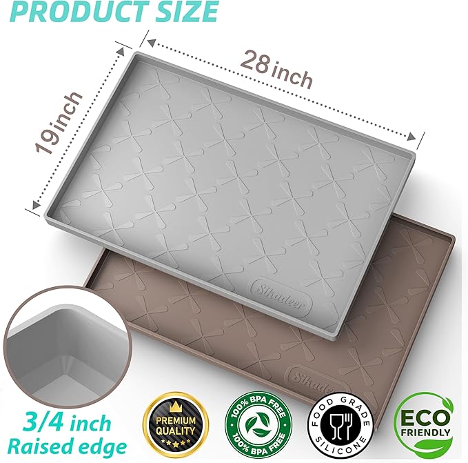 SIKADEER 28" x 19" Under Sink Mat Waterproof, Silicone Mat Kitchen Drawer Shelf - Image 3
