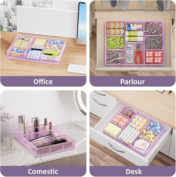 Marbrasse Desk Drawer Organizer, Metal Mesh Drawer Organizer Tray - Image 4