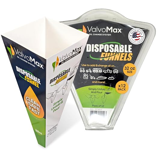 ValvoMax Disposable Funnels, Automotive Fluids, and Household Liquids by ValvoMax