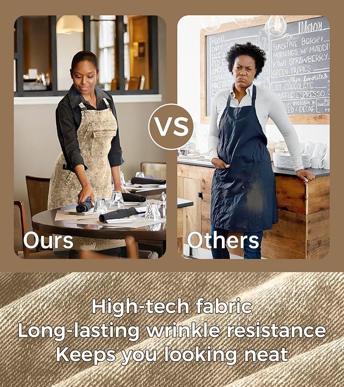 Denim Apron with Pockets for Hair Stylist Gardening Craftsmen Barista Women - Image 6