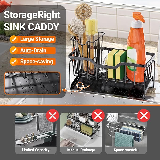 StorageRight Kitchen Sink Caddy Organizer, Rustproof Sponge Holder - Image 4