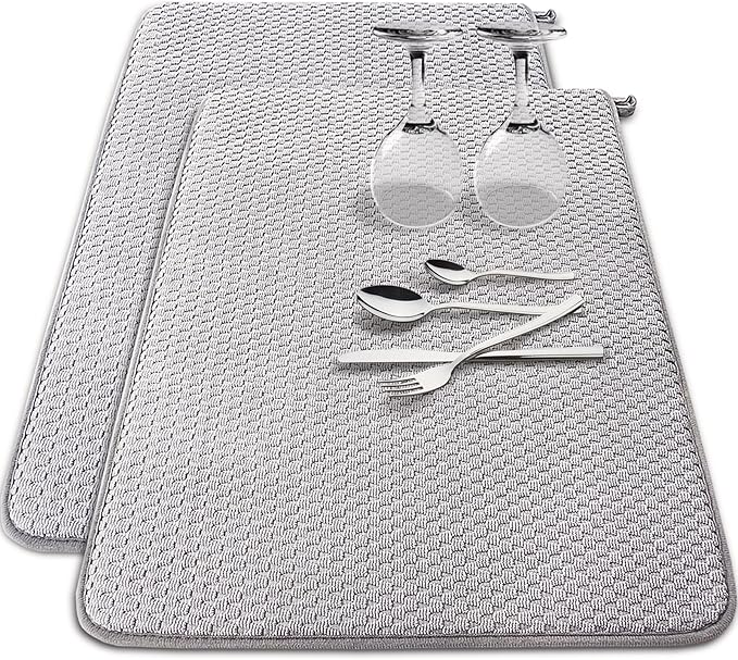 2 Pack Microfiber Dish Drying Mat, 24 x 17 inch Super Absorbent Drying Pad by Baaxxango