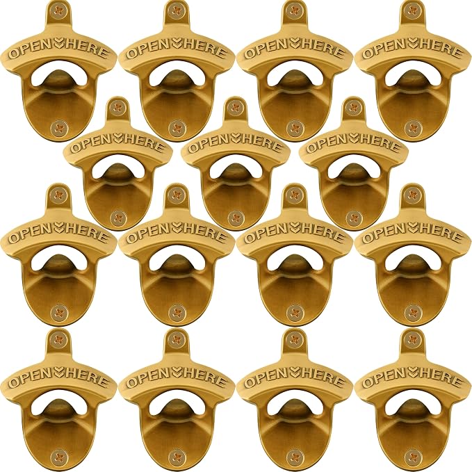 15 PCS Aged Gold Bottle Opener Wall Mounted Beer Cap Opener Mountable Bulk by Wallmountedbottleopener