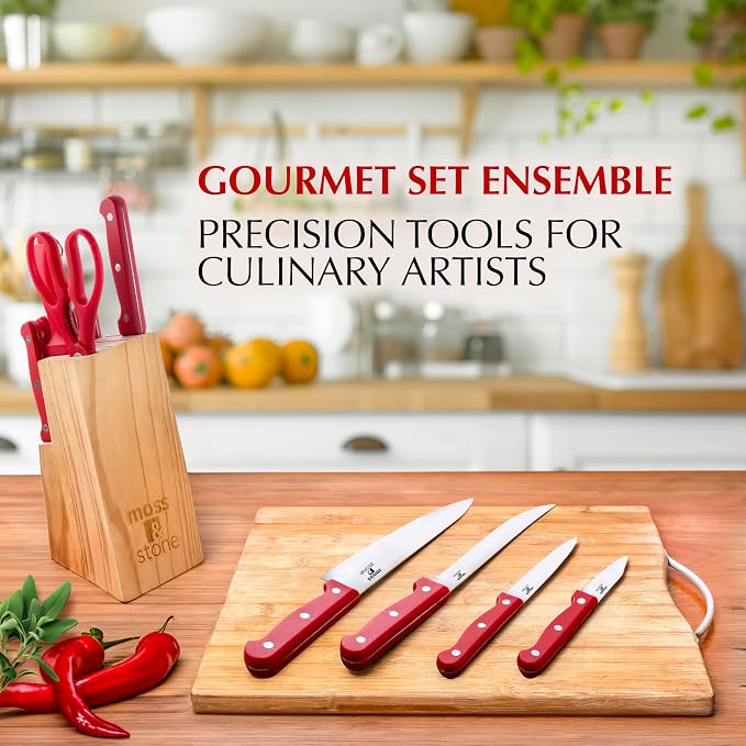Moss & Stone 14 Pcs Knife Block Set Stainless Steel, Premium Forged Kitchen - Image 4