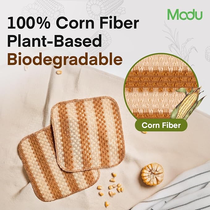 Modu 10 Pcs EcoCorn Dish Sponges Scrubbers – 100% Corn Fiber, Biodegradable - Image 2