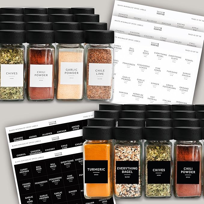 SAVVY & SORTED Glass Spice Jars - 4 Oz Spice Containers with 374 Minimalist - Image 3