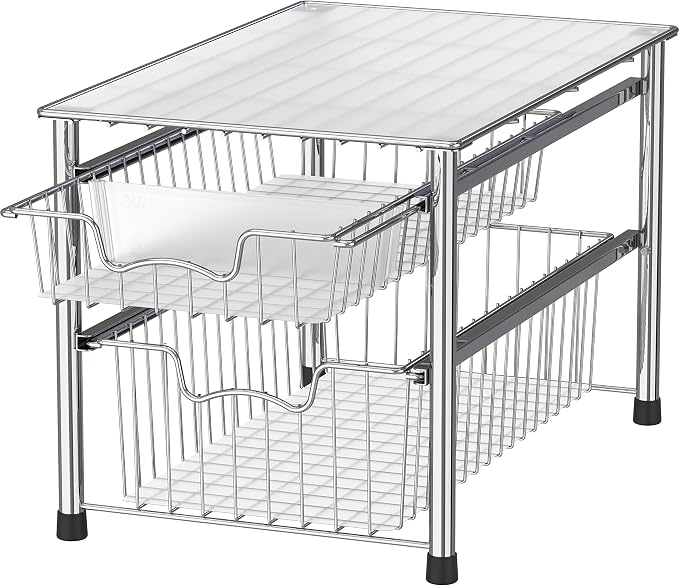 Simple Houseware Stackable 2 Tier Sliding Basket Organizer Drawer by SimpleHouseware