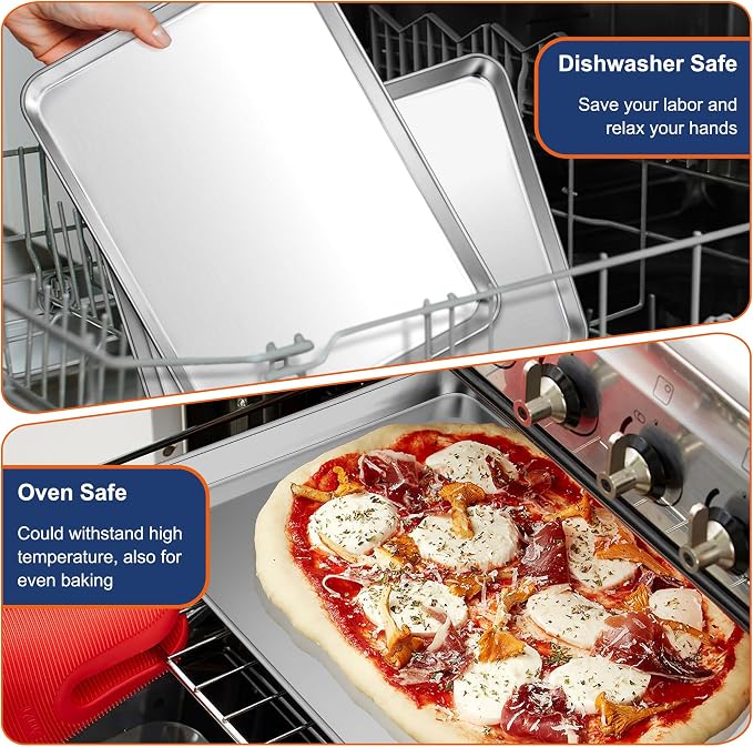 P&P CHEF 19.6 Inch Baking Cookie Sheet, Oven Pan Tray Stainless Steel Sheet Pan - Image 5